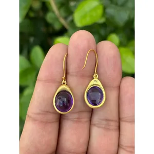925 <b>Silver</b> <b>Drop</b> <b>Earrings</b> with Amethyst Water <b>Drop</b> Shape Featuring Quartz Pearl Diamond for Wedding Party or Gift - Product Image 3