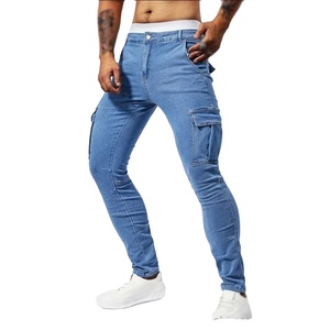 Pantalon slim décontracté à la mode Y2k Joggers Baggy homme pantalon nouveaux hommes rue élastique Denim jean multi-poches Cargo pantalon - Product Image 2
