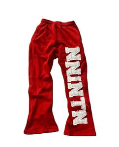 กางเกงวินเทจทรงขาบานสำหรับผู้ชาย น้ำหนักเบา ลุคทำสีซีดแบบแอซิดวอช ขากว้าง ผ้าฝ้ายเฟรนช์เทอร์รี่ สวมใส่สบาย สไตล์สตรีทแวร์ ผ้าวูล - Product Image 6