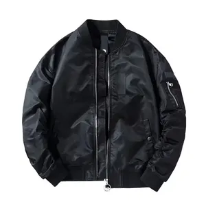 College Blank Embroidery Silk Bulk Wholesale Custom Mens Varsity Baseball Windbreaker Satin Jacket Crop Bomber Jacket