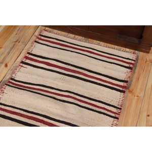 2.7x9.5 ft Rug, Vintage Turkish Rug, <b>Red</b> Black Paisley <b>Wool</b> Rug - Product Image 5