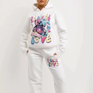 ชุดวอร์มแฟชั่นยอดนิยมสำหรับทุกเพศ ผ้าฟลีซ อุ่นสบายสำหรับฤดูหนาว ทรงหลวม สไตล์สปอร์ต ลายพิมพ์แบบฟอกสี  พร้อมฮู้ด - Product Image 2