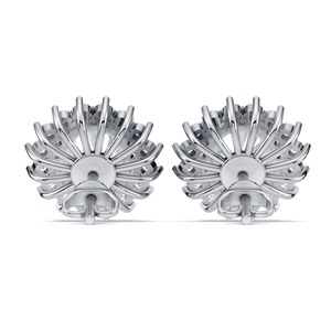 IGI Certified Lab Grown Diamond Round Double Halo Cluster Stud <b>Earrings</b> <b>Solid</b> 925 Sterling <b>Silver</b> Flower Halo <b>Earrings</b> - Product Image 2