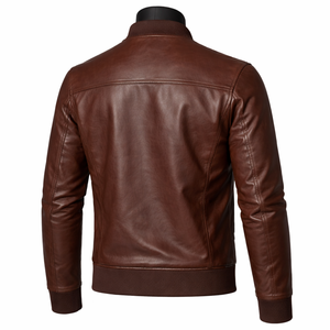 Chaqueta de Cuero Genuino, Corte Ajustado, para Primavera y Otoño, Chaqueta de Cuero de Moda, Chaqueta de Cuero Clásica para Hombre - Product Image 2