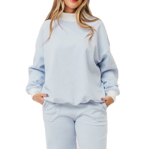 Women Mock Neck Sweatshirt Heavyweight Lined Streetwear Casual Wear - Product Image 1