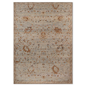 Alfombra Grande Rectangular de Lana Anudada a Mano, Modelo EA-3011 Azul de Someplace Time, con Diseño Floral para Sala de Estar, Pasillo, Modelo CS-02(Fr) - Product Image 1