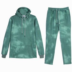 Chándal de gran tamaño de algodón 100% de alta calidad Unisex, conjunto de Jogger con capucha y logotipo personalizado, chándal ecológico de invierno a granel con tinte de corbata para - Product Image 6