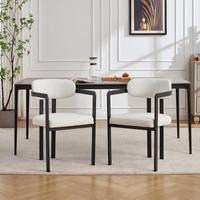 Ensemble de 2 chaises de salle à manger Boucle, chaises de cuisine texturées douces avec structure en métal noir de style Mid-Century pour salle à manger, bureau à domicile