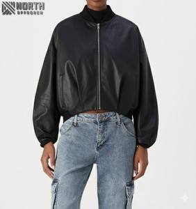 La mejor chaqueta de cuero delgada de invierno para mujer, diseño personalizado, cuero de napa de oveja, tejido, transpirable, personalizable, servicio OEM - Product Image 1