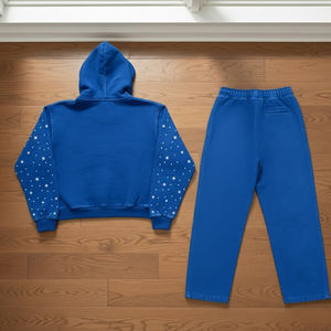 Survêtement pour hommes à prix de gros, personnalisé, effet délavé soleil, pour l'hiver, avec strass et prix ajustable - Product Image 2