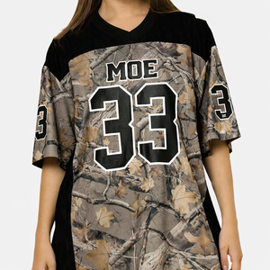 トレンドのオーバーサイズユニセックスアメリカンフットボールジャージ、迷彩柄半袖トップス、カスタムナンバーデザイン、OEMプライベートラベル、卸売 - Product Image 3