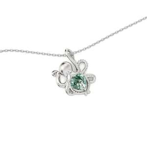 Collier pendentif pieuvre thème océan Jeulia avec agate mousse en forme de cœur - Product Image 2