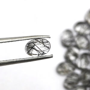 0.5 CTS หินควอตซ์หยาบสีดำธรรมชาติหลังเรียบอัญมณีทรงรี6x4มม. อัญมณีหลวมสำหรับทำเครื่องประดับขายส่ง - Product Image 4