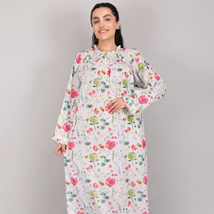 Suministro al por mayor Venta caliente mujeres tela de algodón Full Flare camisón vestido de verano Camisón de algodón puro para mujeres - Product Image 1