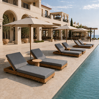 Chaise longue d'extérieur en teck résistant aux intempéries, fabrication OEM sur mesure, mobilier pour hôtel, complexe hôtelier, bord de piscine