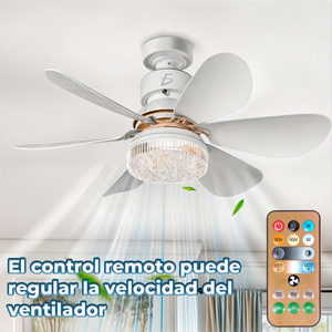 Lámpara LED Moderna de 5 Aspas con Regulador de Intensidad de Tres Niveles, Motor AC y DC, Control Remoto, Cuerpo de Plástico y Madera ABS, Ventilador Incluido - Product Image 6