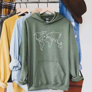 Sudadera con Capucha Unisex 100% Algodón para Viajes, Sudadera con Capucha con Mapa del Mundo de Aventura y Exploración, Regalo Perfecto para Viajes en Avión - Product Image 2