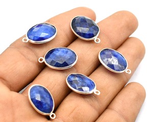 21X14mm(1วง) 23X14mm(2ห่วง) ตัวเชื่อมต่ออัญมณี Lapis Lazuli ทอง18K และเงินสเตอร์ลิงชุบมากสำหรับการทำ C114-117เครื่องประดับ - Product Image 1
