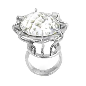 Bague statement pour femme avec zircone cubique argentée - Product Image 1