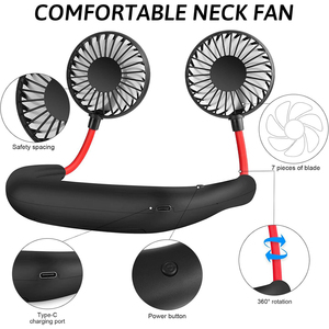 Ventilador de Cuello Colgante de Plástico Personalizado, Regalo Promocional, Manos Libres, Recargable por USB, <span class=keywords><strong>3</strong></span> Velocidades, Ventilador Deportivo Portátil para el Cuello - Product Image 2