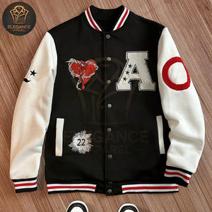 Color Negro Azul 2025 con tarifa al por mayor Impresión digital Ajuste holgado Manga larga Prendas de abrigo Chaquetas universitarias de béisbol universitario - Product Image 1