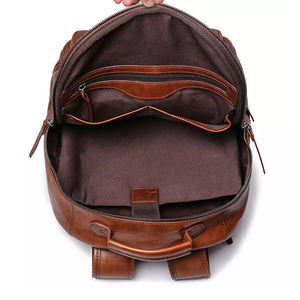 Sac à dos en cuir véritable pour homme, grande capacité, mode 2026, pour voyage et activités de plein air, sacs d'école et universitaires personnalisables OEM - Product Image 4