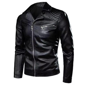 Chaqueta de Cuero para Hombre, Diseño Nuevo 2024, Estilo Motero, Corte Ajustado - Product Image 1