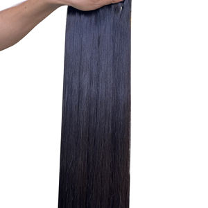 ส่วนต่อผมแบนสีดำเต็มรูปแบบ,ผมทอสองชั้นแข็งแรงและบางมัดผมมนุษย์บริสุทธิ์ - Product Image 1