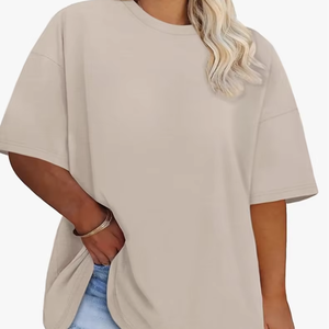 T-shirt à manches courtes et col rond pour femmes, taille plus, coupe ample, fabrication au Bangladesh, vente en gros, logo personnalisé, nouvelle arrivée, t-shirt en coton - Product Image 1