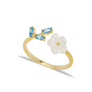 Dainty Aquamarine Stone Flower <b>Adjustable</b> Women <b>Ring</b> Turkish Wholesale Handmade 925 <b>Sterling</b> <b>Silver</b> Jewelry - Product Image 2