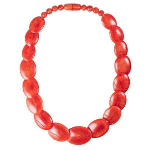 Collar de Resina con Cuentas de Coral de Primera Calidad, Multicolor, Rojo, Forma Ovalada, Estilo Clásico, Joyería Unisex, Pieza de Moda - Product Image 1