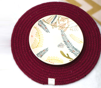 Ensemble de 6 sets de dessous-de-plat ronds en coton de couleur rouge, plus écologiques et modernes, tressés, 15 pouces, fabriqués en Inde