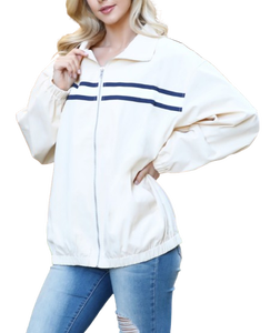 Chaqueta Cortavientos para Mujer, Bloques de Color, Cierre de Cremallera, Nailon Transpirable, Prenda Hip Hop, Patchwork Multicolor, Talla Grande - Product Image 3