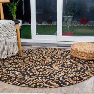 พรมปอกระเจาทรงสี่เหลี่ยมถักด้วยมือขนาดใหญ่การออกแบบทางเรขาคณิตพื้นผิวเส้นใยธรรมชาติทนทานครอบคลุมพื้นในห้องนั่งเล่นขายส่ง - Product Image 3