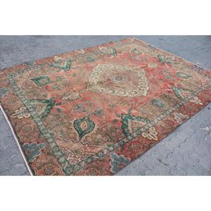 Alfombra Turca Vintage Extra Grande de 7.2x10.1 pies (220x308 cm), Alfombra Roja Ikat - Product Image 3