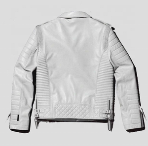 Blouson moto en cuir véritable pour homme, rouge et blanc, avec fermeture éclair, col rabattable, respirant, style automne - Product Image 3