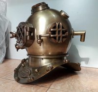 CHk Calvin Handicrafts Casque de plongée vintage en métal poli de la Marine américaine Mark V Scuba 18 pouces Uttarakhand Logo personnalisé