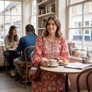 ชุดเดรสลายดอกไม้ฤดูร้อนสำหรับผู้หญิง ชุดเดรสยาวปานกลาง ลายบล็อกพิมพ์แบบอินเดีย ผ้าฝ้าย ชุดเดรสสำหรับเด็กผู้หญิง ชุดแม่ ของขวัญสำหรับเธอ เทศกาล งานแต่งงาน - Product Image 4