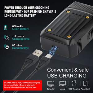 Afeitadora Eléctrica Inalámbrica Recargable de 80 Minutos para Hombres, Máquina de Afeitar para Barba, Cabeza Calva, Cuello y Piel - Product Image 2