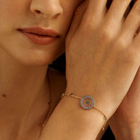 Pulsera de Cadena de Discos de Oro Sólido de 14K y 18K con Zafiros Multicolores Certificados Libres de Níquel, Regalo Perfecto para Aniversario de Bodas
