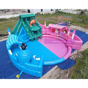 Toboggan aquatique gonflable en PVC de qualité commerciale personnalisé avec piscine surdimensionnée et toboggan de saut pour la maison et l'école - Product Image 1