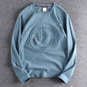 Camiseta de lona Premium con cuello redondo en relieve para hombre, estampado en relieve 3D personalizado, ajuste Regular sólido, informal, transpirable, de secado rápido - Product Image 5