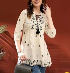 Elegante Kurta de algodón étnico para mujer Casual indio pakistaní túnica superior para uso diario festivo mercado global - Product Image 4