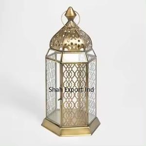 Elegant Design Metal & Glass Hanging <b>Lantern</b> Gold Finished for Wedding & Home Decorative Tabletop <b>Candle</b> <b>Lantern</b> - Product Image 3