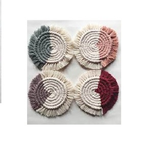 Posavasos redondos de macramé de inspiración Bohemia hechos a mano 100% algodón esteras y almohadillas de la mejor calidad precio al por mayor en India - Product Image 4