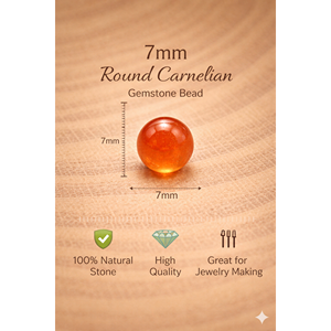 Perles en gros Beadsnfashion, perles rondes en pierre cornaline orange de 7 mm pour la fabrication de bijoux DIY, bracelets, colliers, boucles d'oreilles - Product Image 2