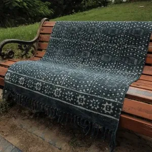 100% algodón bloque de mano impreso área Dabu alfombras para sala de estar sofá al aire libre