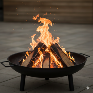 Finition enduite de poudre de bol de foyer en acier noir extérieur portatif avec des poignées pour des accessoires de gril de BBQ de fournitures de jardin - Product Image 1