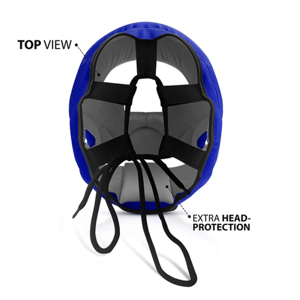Casque de boxe en cuir PU, fermeture à boucle réglable, unisexe, pour adultes, casque de sport bleu, protection de vision à 180 degrés - Product Image 4