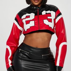Nouvelle arrivée veste en cuir Pu High Streets pour femme coupe ajustée dernier style veste en cuir véritable lourd - Product Image 2